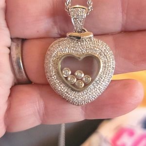 14k White Gold/Diamond Floating Heart Pendant
